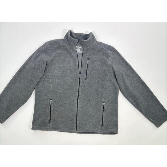 Vintage Gray Black LL Bean Classic Fleece Jacket Mens XL Tall Full Zip Outdoor - Picture 1 of 13